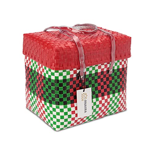 Image of Arnavira Handmade Multipurpose with Lid 7.5L Used as Lunch Lunch Bag Tiffin Bag for Office,School & Travel (25x13x22) (Red Green, Small)