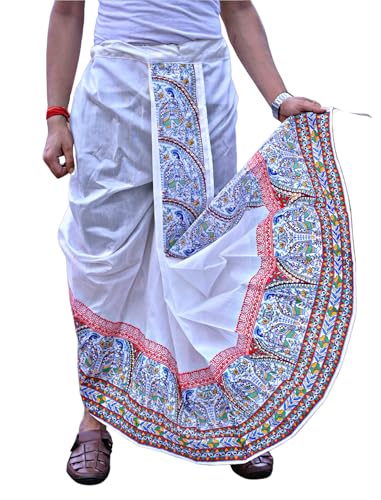 Image of Men's Ready to Wear Pant System Printed MAYUR PUCHHA Dhoti for Marriage, Pooja, Festival etc.(GC010)