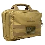 Exos Double Pistol Case - Tactical Double Soft Pistol Gun Bag - Handgun Carrying Case with Compartments - Hand Gun Storage Bag with MOLLE Webbing and Padded Interior - Designed in USA (Coyote Tan)