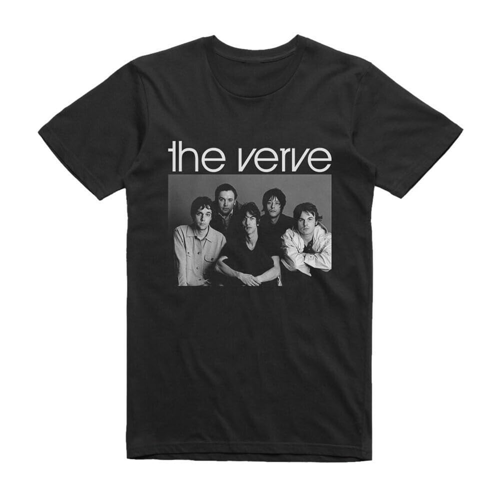 Donghuan Men's Black The Verve Shirt English Rock Britpop Music Band White T-Shirt Large