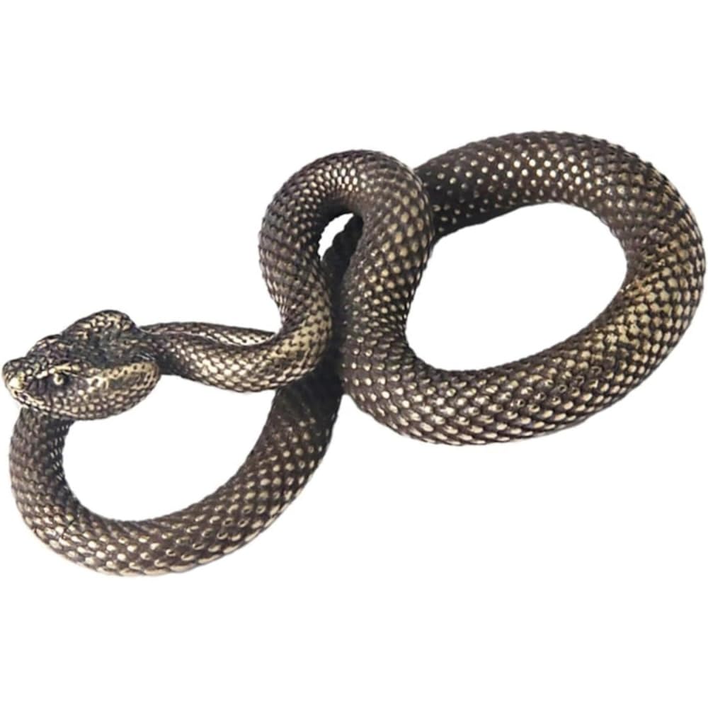 Bronze Snake Figurine Decor High Simulation Fantasy Brass Vintage Style Snake Statue for Office Snake Sculpture for Desktop