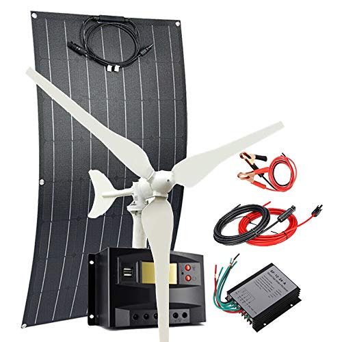 200 W Wind-Solar-Set, Hybrid-System: 100 W Windturbinengenerator + 100 W flexibles monokristallines Solarpanel (Schlagfläche) + Windregler, Solarladeregler + Verlängerungskabel Cover