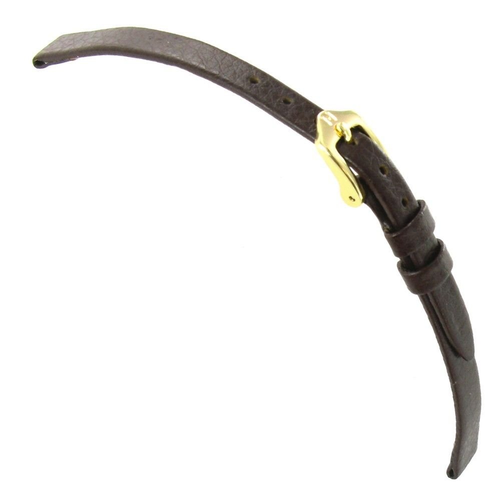 8mm Hirsch Dakota Brown Genuine Calfskin Leather Flat Watch Band Regular Ladies