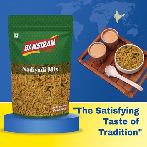 Image of Bansiram Namkeen Nadiyadi Mix | Gujarati Snack | Tea- Time Munchies | Party Mix | Healthy and Delicious | Spiced & Flavorful - 400gm