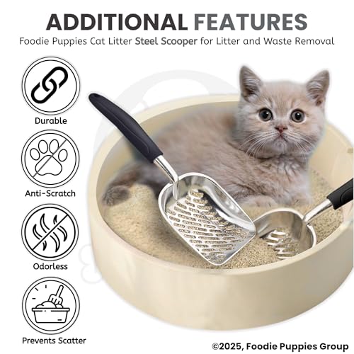 Image of Foodie Puppies Cat Litter Poop Steel Scooper | Easy to Scoop, Comfortable Grip Handle | Scoop Cum Shovel Suitable for Cats, and Kittens, Cleaning Tool for Cat Sand and Waste Removal