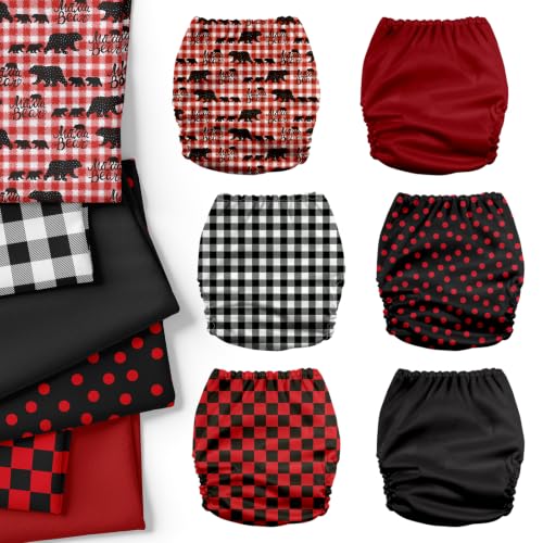 Image of Mama Koala 6 Pack Reusable Cloth Diapers 3.0 for Babies Girls Newborn, One-Size Adjustable Baby Diaper, Durable Stitching, Back Opening for Inserts, Breathable Awj Lining, Leak Prevention-Black & Red