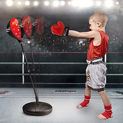Punching Bag For Kids, Boxing Bag Toy With Boxing Gloves & Adjustable Stand, Great Birthday Gift For Age 4, 5, 6, 7, 8, 9 Years Old Boys #TOP5