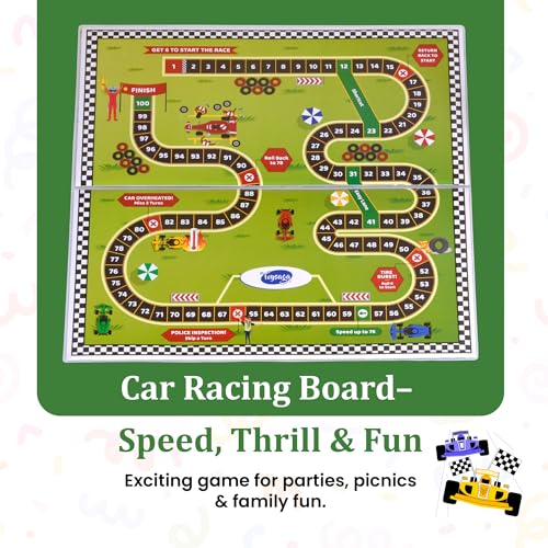 Image of Family Fun 4-in-1 Jumbo Board Game Combo | Ludo, Snakes & Ladders, Cricket & Car Racing | Indoor-Outdoor Travel Game | Best Gift for Kids, Friends & Adults