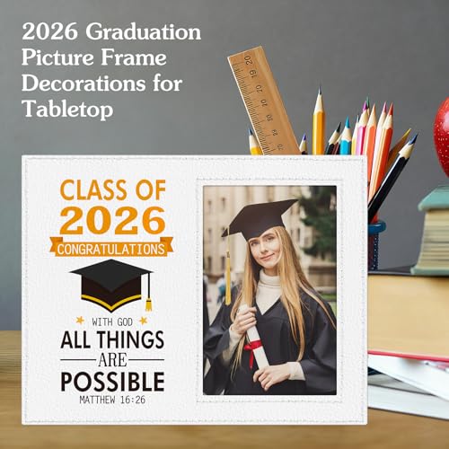 Image of FLYAB Inspirational Graduation Picture Frame - Class of 2026 Picture Frame Motivational Graduation Photo Frame for Her Him High School College Graduation Gifts for Women Men Girls Daughter Son