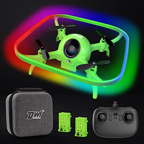 Dwi Dowellin Mini Drone for Kids, LED Lights Remote Control Drone, Nano RC Quadcopter with Auto Hovering Small&Easy Flying Toys Drones for Beginners Boys and Girls Adults, Green