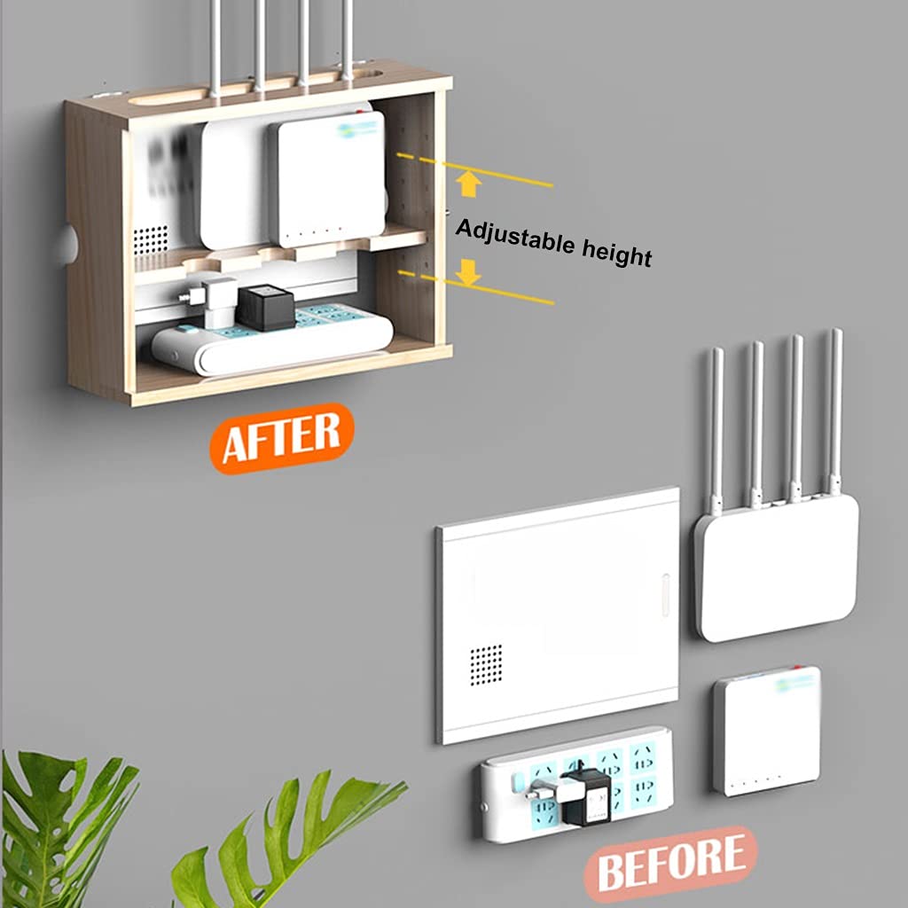 Scaffale per router WiFi wireless con scatola organizer per cavi per protezione da parete per presa TV e scatola di archiviazione WiFi Occlusione per router.