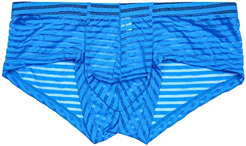ONEFIT Men's Ultra-slim Sexy Low Waist Breathable Trunks Underwear Boxer Briefs Blue Large