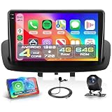 Rimoody 4G+64G Android Autoradio per Renault Megane 3 III 2009-2014 Wireless Carplay Android Auto, 9 Pollici Incell Schermo Radio con GPS Navi WiFi Bluetooth FM/RDS/EQ/USB/SWC Telecamera Posteriore