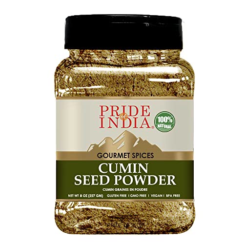 Pride Of India – Cumin Seed Ground – Traditional Indian Spice – Seasoning Spice For Curries/Lentils/Chicken/Meat – Easy To Store – 8Oz. Medium Dual Sifter Bottle #TOP14
