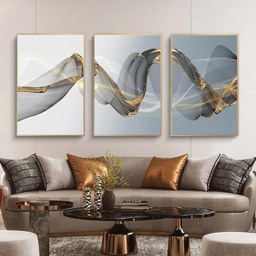 Affiches décoration intérieure ruban abstrait 3 panneaux toile moderne 60x90