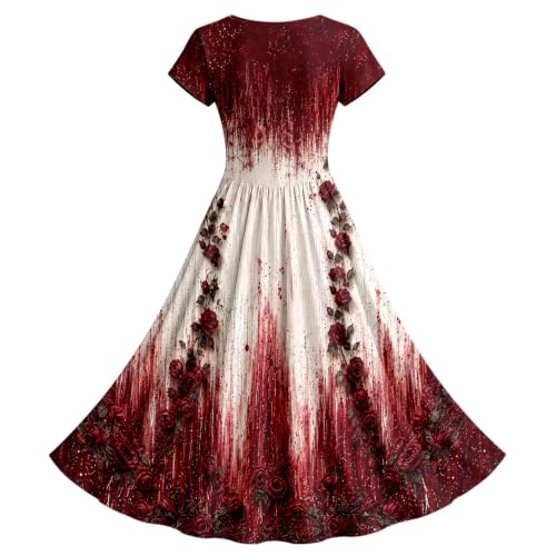 Womens Halloween Dresses Costume Plus Size Skeleton Medieval Maxi Dress - image 4