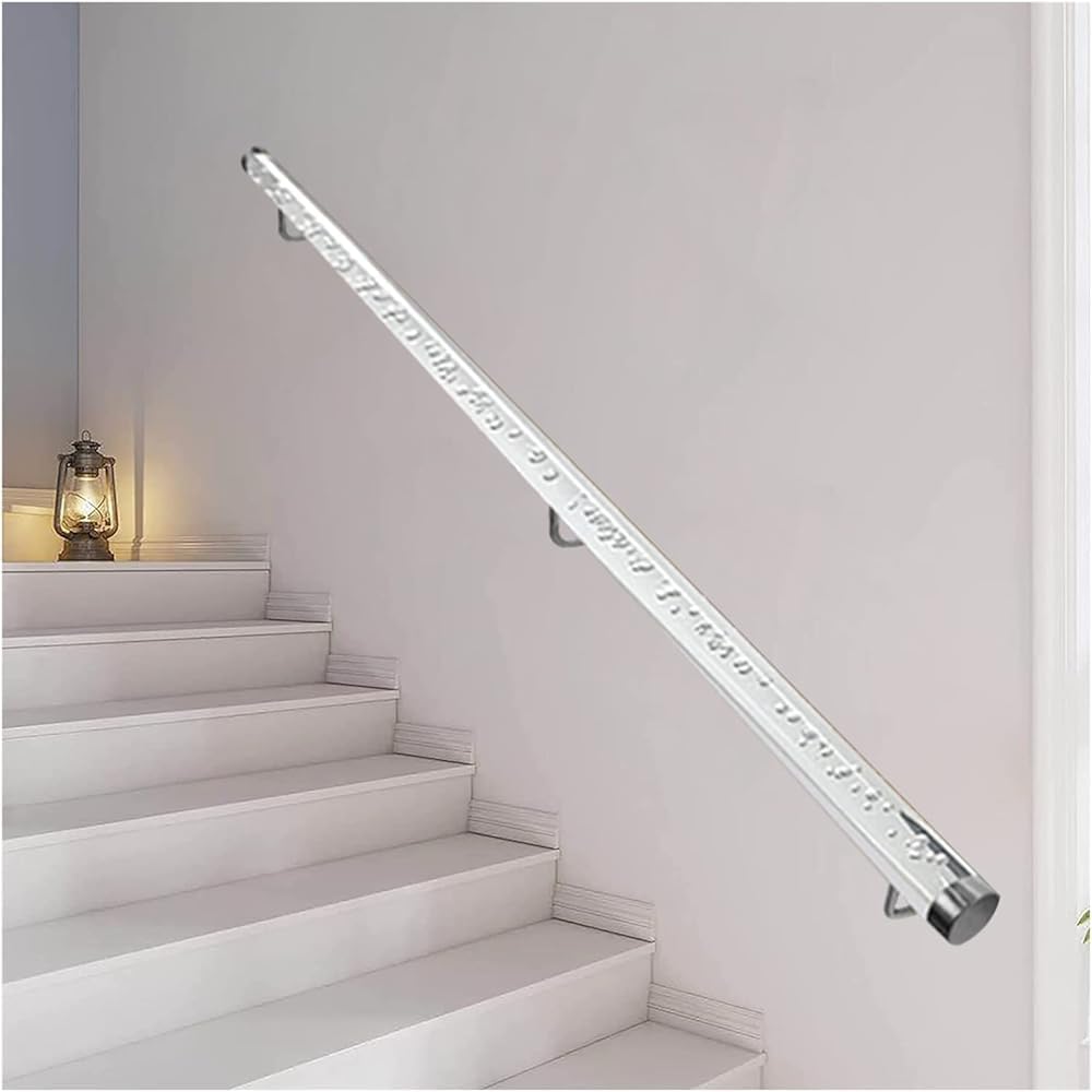 Main courante d'escalier en acrylique transparent avec support inox pour sécuriser votre couloir