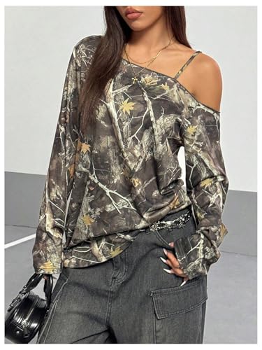 SOLY HUX Women's Camo T-Shirts Long Sleeve Cold Shoulder Loose Tee Shirts Vintage Streetwear4