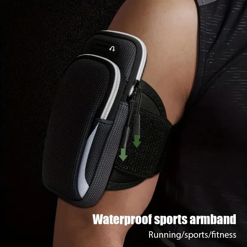 Miniatura 5 de Brazalete deportivo, gimnasio para correr, bolsa de brazo universal para teléfono inteligente con agujero para auriculares, bolsillos