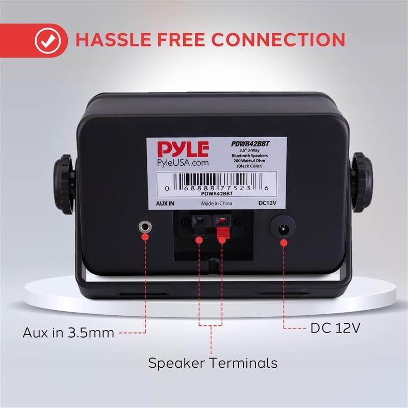 Outdoor Waterproof Wireless Bluetooth Speaker - 3.5 Inch Pair 3-Way Active Passive Weatherproof Wall, Ceiling Mount Dual Speakers System w/Heavy Duty Grill, Patio, Indoor Use - Pyle PDWR42BBT (Black) - Image 7