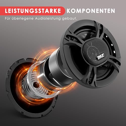 Pyle Auto Lautsprecher 165mm, 3-Wege Autolautsprecher, Kfz Lautsprecher Boxen 300 W, Einbaulautsprecher Box Set Paar 4 Ω Impedanz, ¾' Hochtöner, 1', Mitteltöner, Komplettset mit Installationszubehör