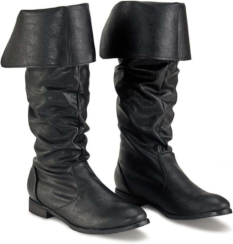 DUNHAO COS Medieval Male and Female Renaissance Pull On Mid Calf Gothic Boots Flat Jazz Boots Renaissance Boot