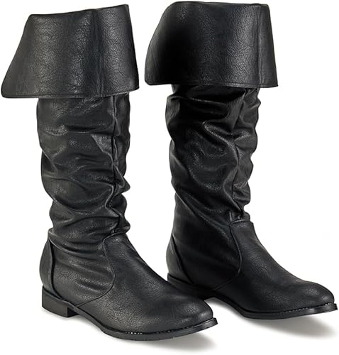 Miniatura 2 de DUNHAO COS Botas góticas medievales para hombre y mujer, estilo renacentista, a media pantorrilla, botas de jazz planas, botas renacentistas