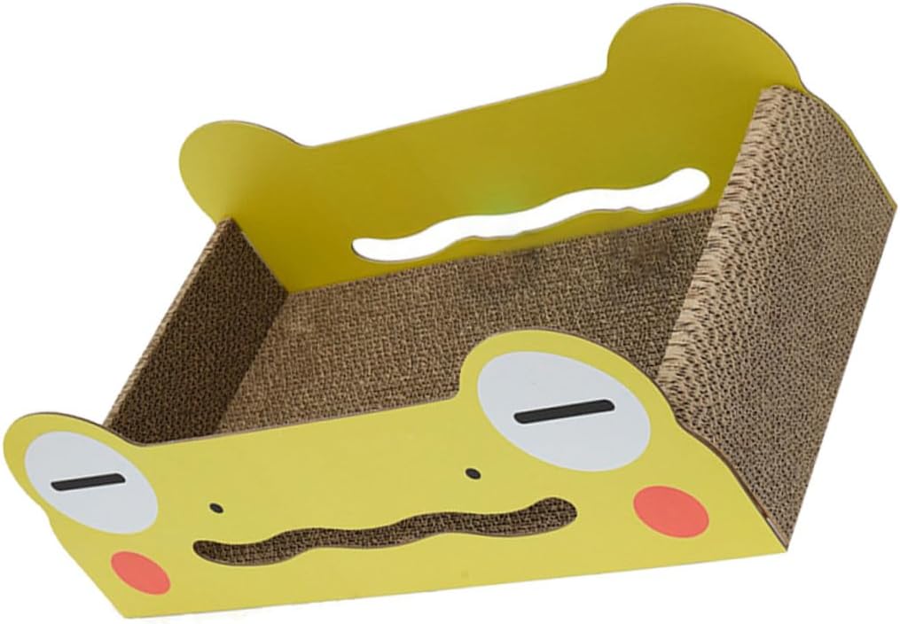 Cat Scratch Board Corrugated Paper Scratching Plate with Large Space Cartoon Amphibian Pattern Small Size Cat Scratcher and Kittens