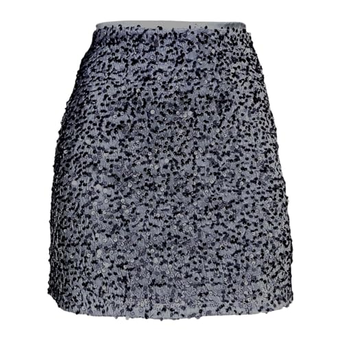 Vestido feminino de lantejoulas cintura alta slim fit saia curta cor sólida casual brilhante elegant