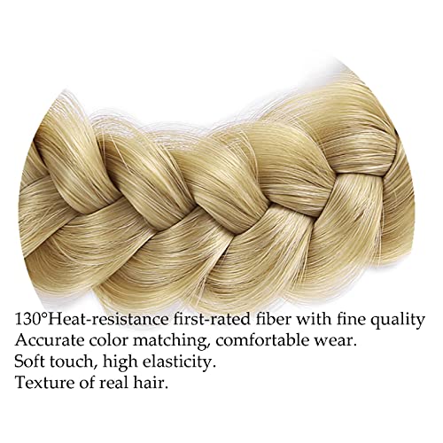 Sthejfb Braid Headband 2 3 Strands Combinations Messy Wide Chunky Fluffy Elastic Stretch Hairpiece Braided Headband Women Girl Beauty Accessory (Beach Blonde) #TOP2