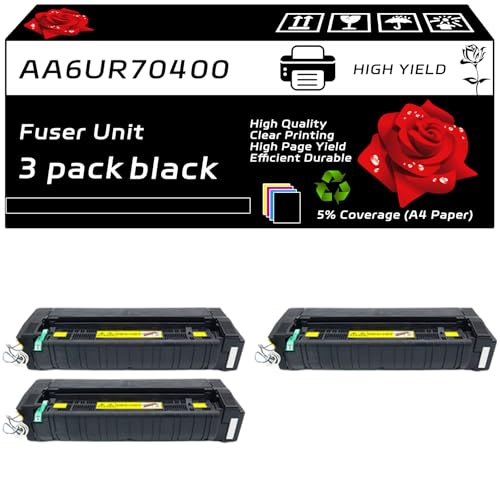 AA6UR70400 (110V) Fuser Unit Compatible for Konica Minolta bizhub 308e 368e 458e Printers, with Chip, High Yield 600000 Pages, Clear Printing (3 Pack Black)