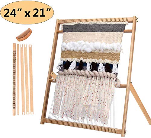 Weaving Loom with Stand 24"H x 21"W (Approx.) Wooden Multi-Craft Weaving Loom Arts
