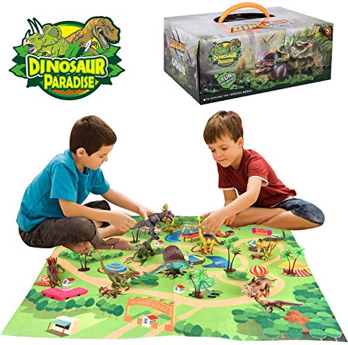 Preisvergleich Produktbild AINOLWAY Dinosaurier-Spielzeug Dinosaurierfiguren mit Aktivitätsspielmatte Lernspielset für Dinosaurier, um EIN Dino-Welt-Geschenk zu erstellen
