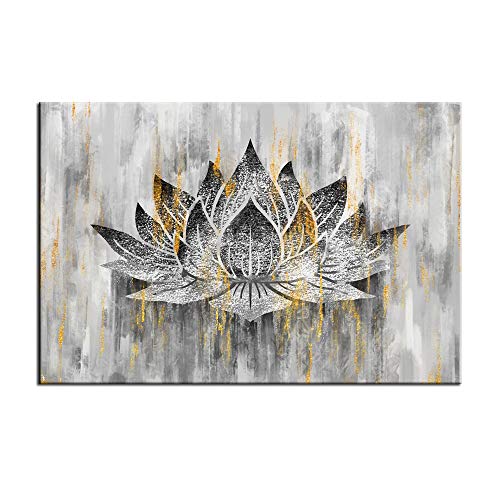 LevvArts Lotus Flower Wall Decor Trendy Silver Golden Flower Painting Canvas Prints Art Zen Lotus Picture Artwork for Living Room Yoga Meditation Spiritual Decor Framed Ready to Hang 24x36inch LevvArts Lotus Flower Wall Decor Trendy Silver Golden Flower Painting Canvas Prints Art Zen Lotus Picture Artwork for Living Room Yoga Meditation Spiritual Decor Framed Ready to Hang 24x36inch