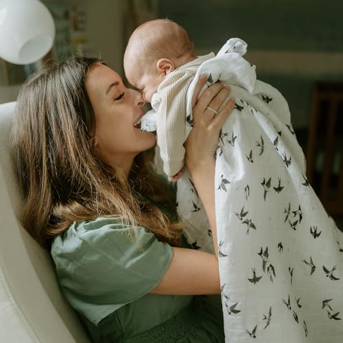 Image of Little Unicorn Muslin Swaddle Blanket for Newborns & Infants | Soft & Breathable Fabric | Baby Blanket for Swaddling, Nursing, Shower Gifts (Swallows)