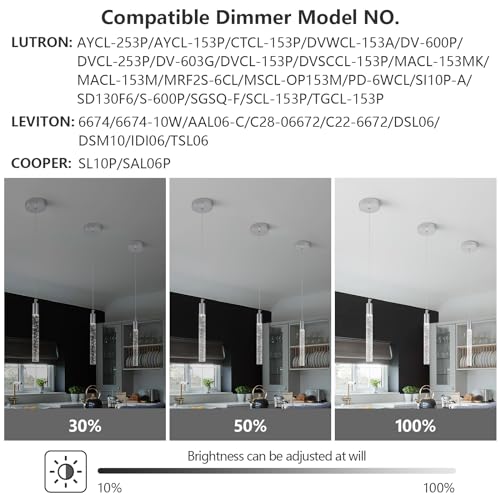 Image of Modern Kitchen Island Pendant Light Dimmable LED Chrome Finish Mini Crystal Pendant Lighting Bedroom Bedside Table Small Pendant Lights(1-Pack)