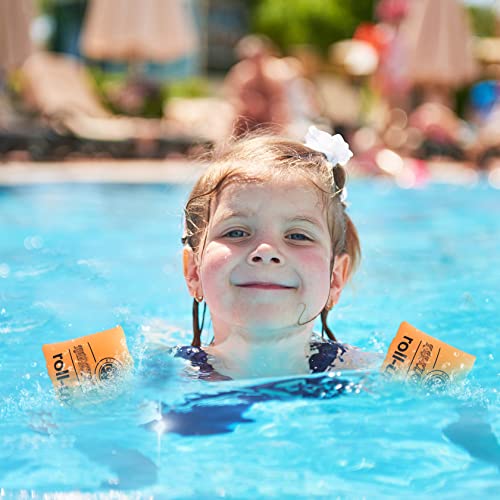 Image of Inflatable Arm Floaties for Toddlers, Blow up Water Wings for Kids, Orange Swimming Arm Bands Floatation for Children and Adults 30-150LBS