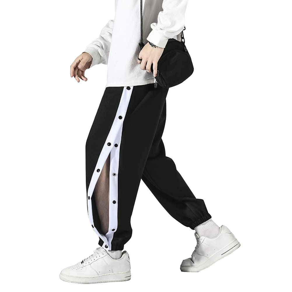 Uomo Button Up Track Pantaloni Sportivi Casual Loose Jogger con Tasche Pantaloni Casual Pantaloni Tracksuit Pantaloni Sportivi