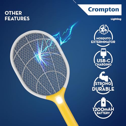 Image of Crompton Anti-Mosquito Racquet-ZAPPY-NEO | Mosquito Bat | Mosquito Killer | Rechargeable Mosquito Racket | Long Lasting Battery | 6 Months Warranty