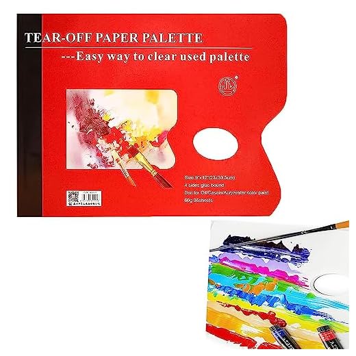 36 Paletas Desechables para Pintura, 23cm x 30,5cm (9x12 pulgadas), Paletas de Pintura de Papel Desechables, con Agujero para el Pulgar, Acrílicos, Acuarelas y Gouache