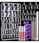 Teenitor Toe Nail Tips with Nail Glue, Clear Press On Toenails for Women, False Toenails Acrylic ...