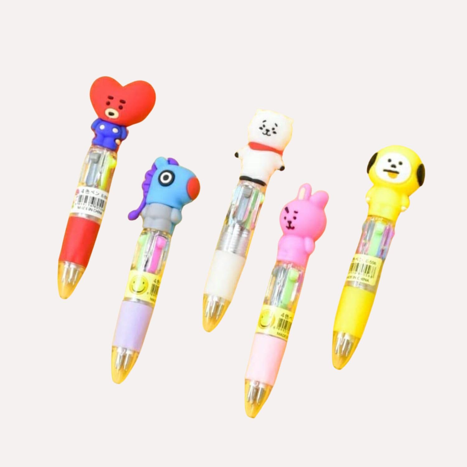 Apka Mart The Online Shop 4 in 1 Mini Pen | Ballpoint Pen | Push Button Multicolor Pen - for Students, Kids, Girls, Boys, School, Drawing, Birthday Gift & Return Gifts (Pack of 5)