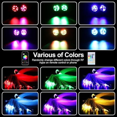 Image of Dual Port 32W Twinkle Meteor 2 in 1 Starlight Headliner Light Kit with 1200pcs 9.8ft Fiber Optical Cable RGBW Light Source Sound Activated APP /Remote Control for Car /Home /Party