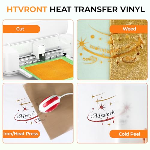 Image of HTVRONT HTV Heat Transfer Vinyl, 35 Pack, 29 Assorted Colors | 12 inchx10 inch With 5 Glitter HTV Iron-On Vinyl For T-Shirts, Compatible with Cricut & Silhouette Cameo