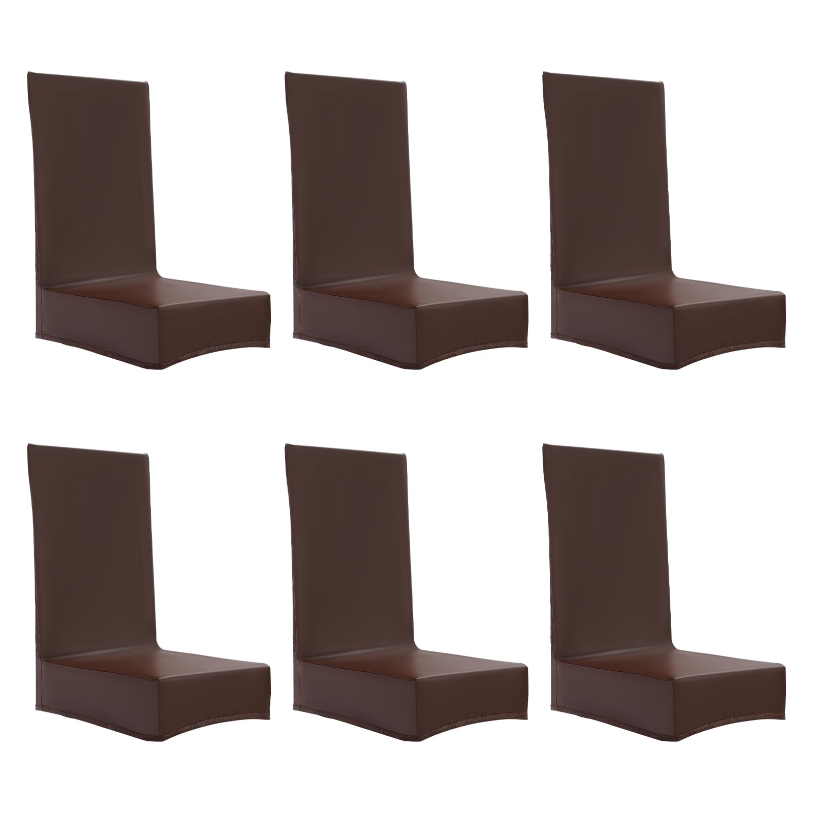 Juego de 6 fundas de silla de poliuretano, color café, elásticas, impermeables, para apartamentos, restaurantes, hoteles, bibliotecas, cafeterías, fáciles de limpiar