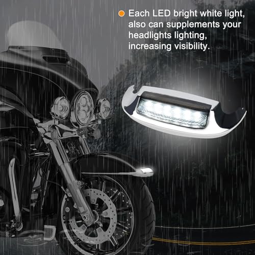 Image of NTHREEAUTO Front Smoked Fender Light White LED Fender Tip Running Lights Compatible with Harley Electra Glide Ultra Limited - Smoke Lens
