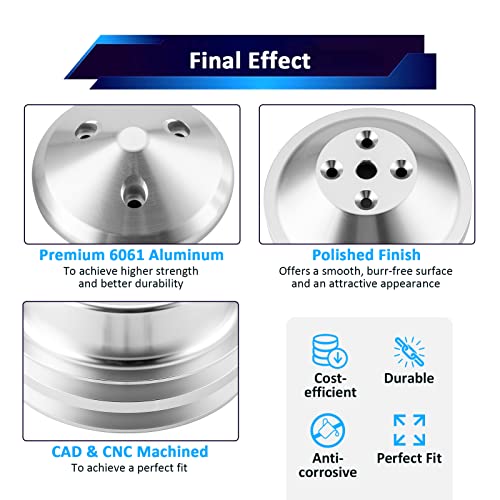 Weisen Alternator ＆ Crankshaft ＆ Water Pump V-Belt Pulley Kit Compatible With Sb Sbc Small Block Engines Chevy 283 302 305 327 350 400 Long Water Pump #TOP3