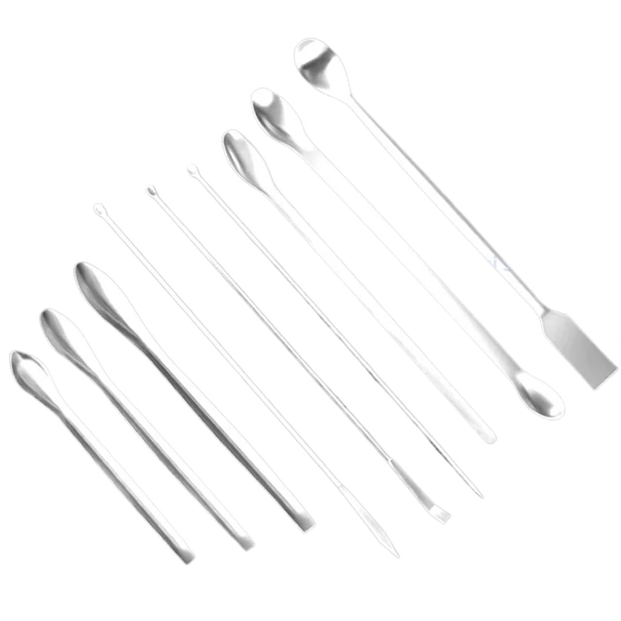 1set Stainless Steel Lab Spatula Micro Scoop Set Laboratory Sampling Spoon Mixing