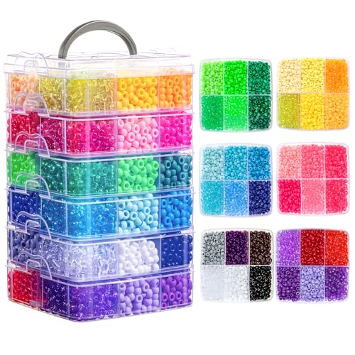Umikk 7000PCS Pony Beads Bulk 36 Assorted Colors 6x9mm Kandi Beads Bulk for Bracelets Jewelry Making Hair Braiding Craft Gifts (4LB