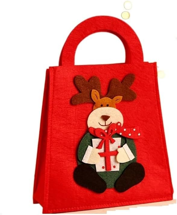 MODADA Gift Bags 5Pcs Christmas Candy Bag Old Man Snowman Apple Tote Bag Christmas Favor Festive Party Non Woven Gift Bag (Color : C, Size : 5PCS_20X8X27.5CM)